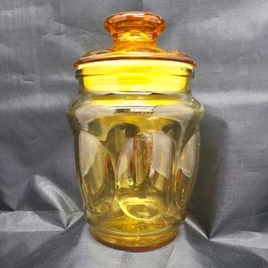 Vintage Amber Candy Dish w/ Lid, 8x5 inch